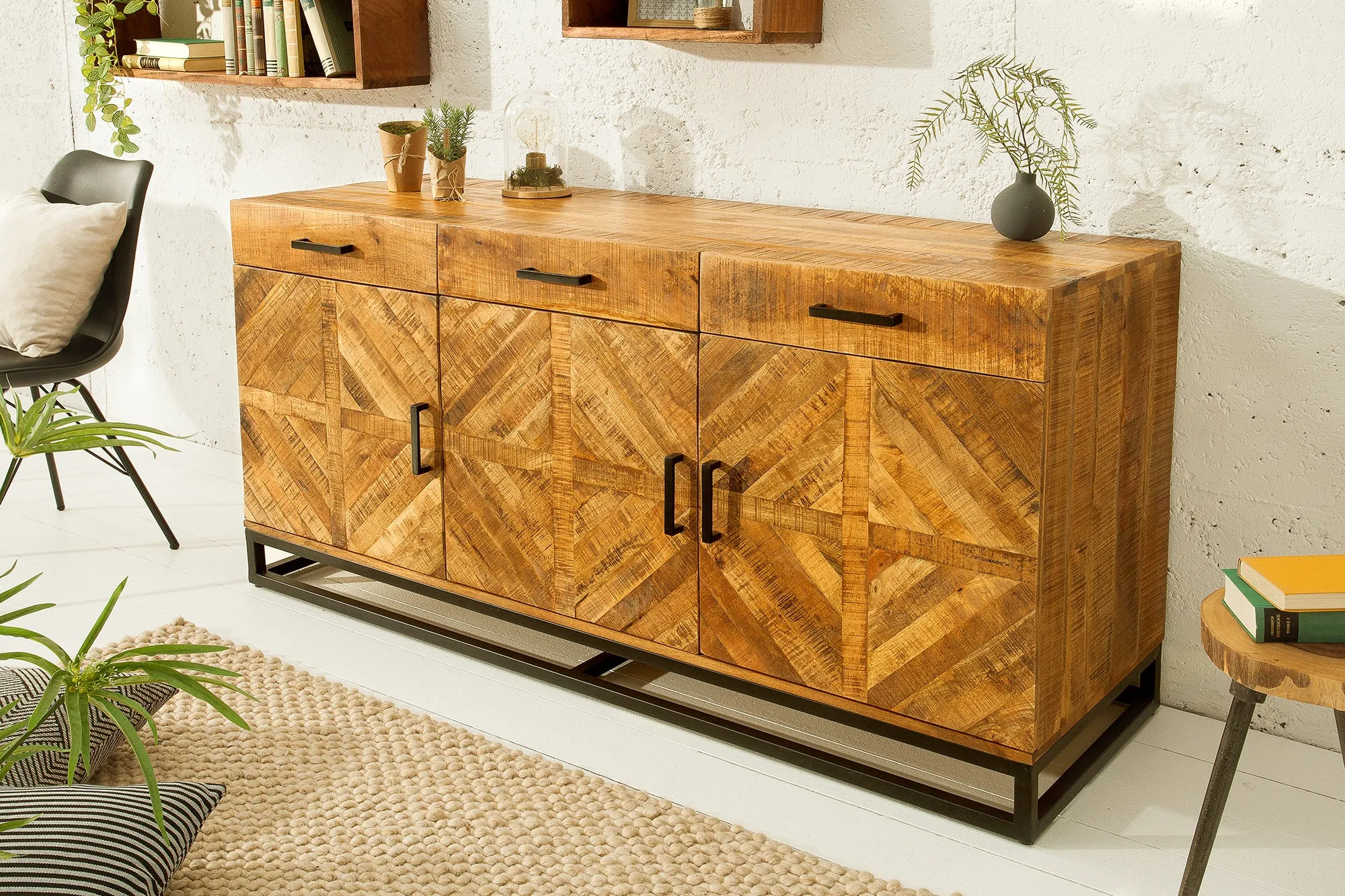 INFINITY HOME Massives Sideboard 160cm Mangoholz Industrial Design