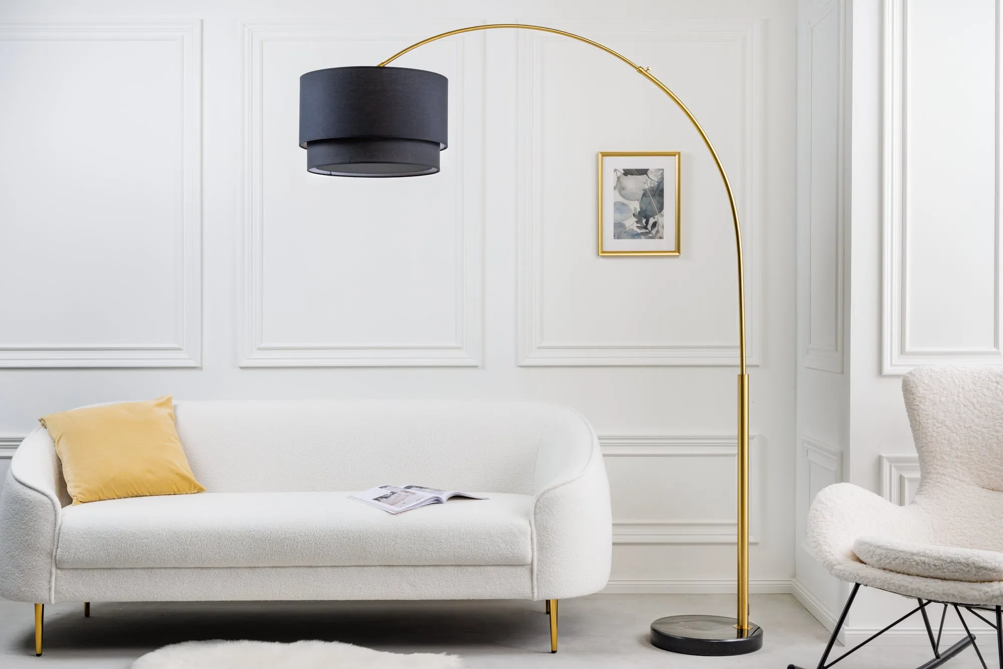Ausziehbare Stehlampe LOUNGE DEAL 210cm Metall Marmor-Fuß Bogenleuchte