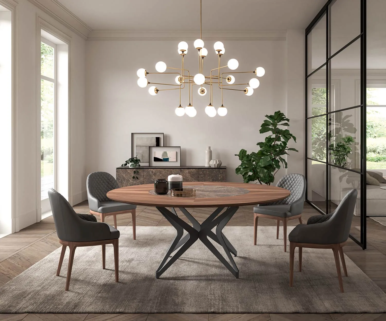 Ozzio Design Esstisch DNA T254 rund mit drehbarer Platte