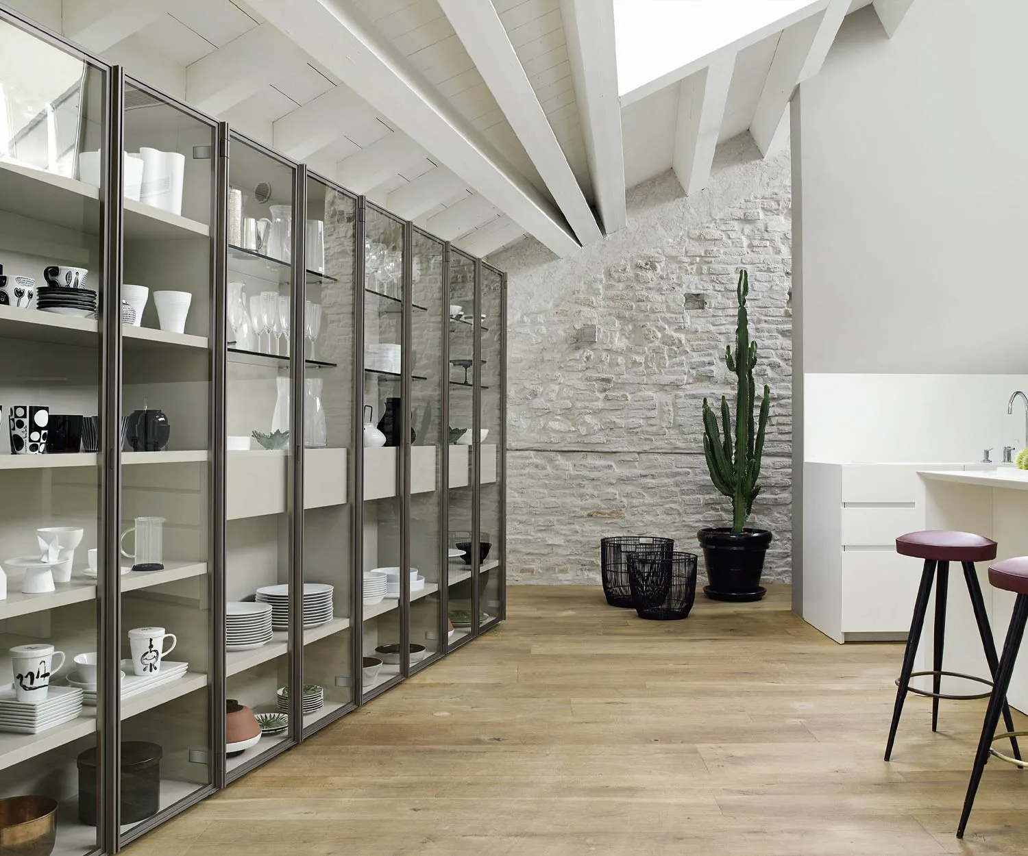 Livitalia Design Bücherregal C63 Glastüren modulares Regal