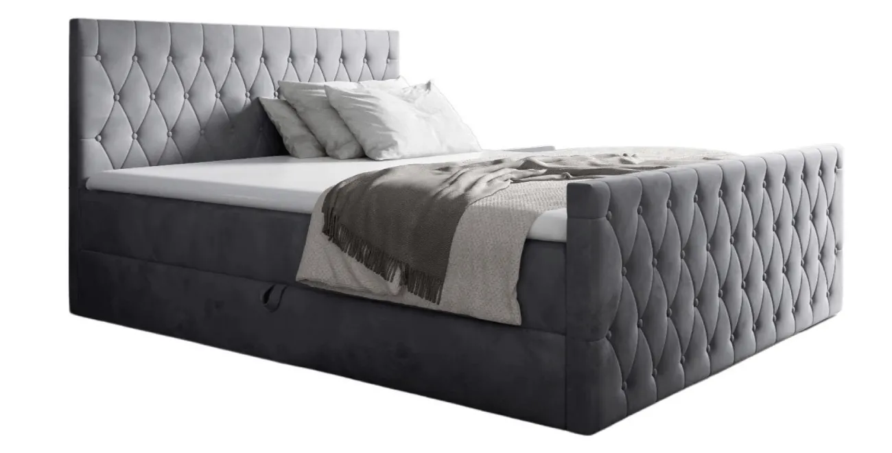 Boxspringbett MONTANA 180x200 (Bonell-Matratze und Topper), mit zwei Bettkästen, kontinentales Bett