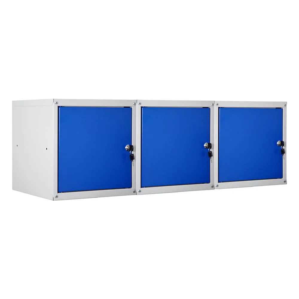 Mega Deal | 3x Schließfachwürfel Cubic | HxBxT 35x35x35 cm | Grau-Blau