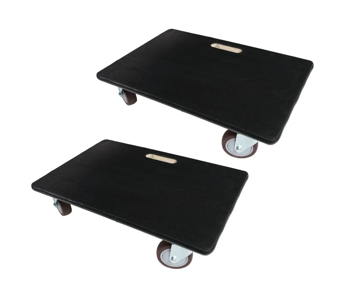 Mega Deal 2x Profi Transportroller mit 4 Rollen | HxBxT 15x40x60 cm | Traglast 500kg | Sperrholzplatte mit Gummibelag | Schwarz
