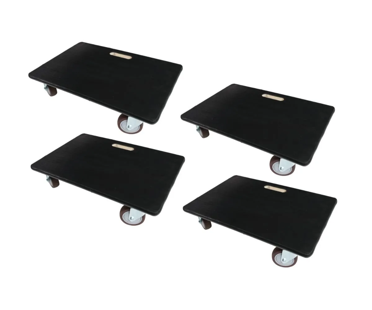 Mega Deal 4x Profi Transportroller mit 4 Rollen | HxBxT 15x40x60 cm | Traglast 500kg | Sperrholzplatte mit Gummibelag | Schwarz