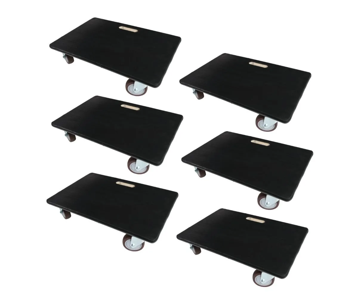 Mega Deal 6x Profi Transportroller mit 4 Rollen | HxBxT 15x40x60 cm | Traglast 500kg | Sperrholzplatte mit Gummibelag | Schwarz