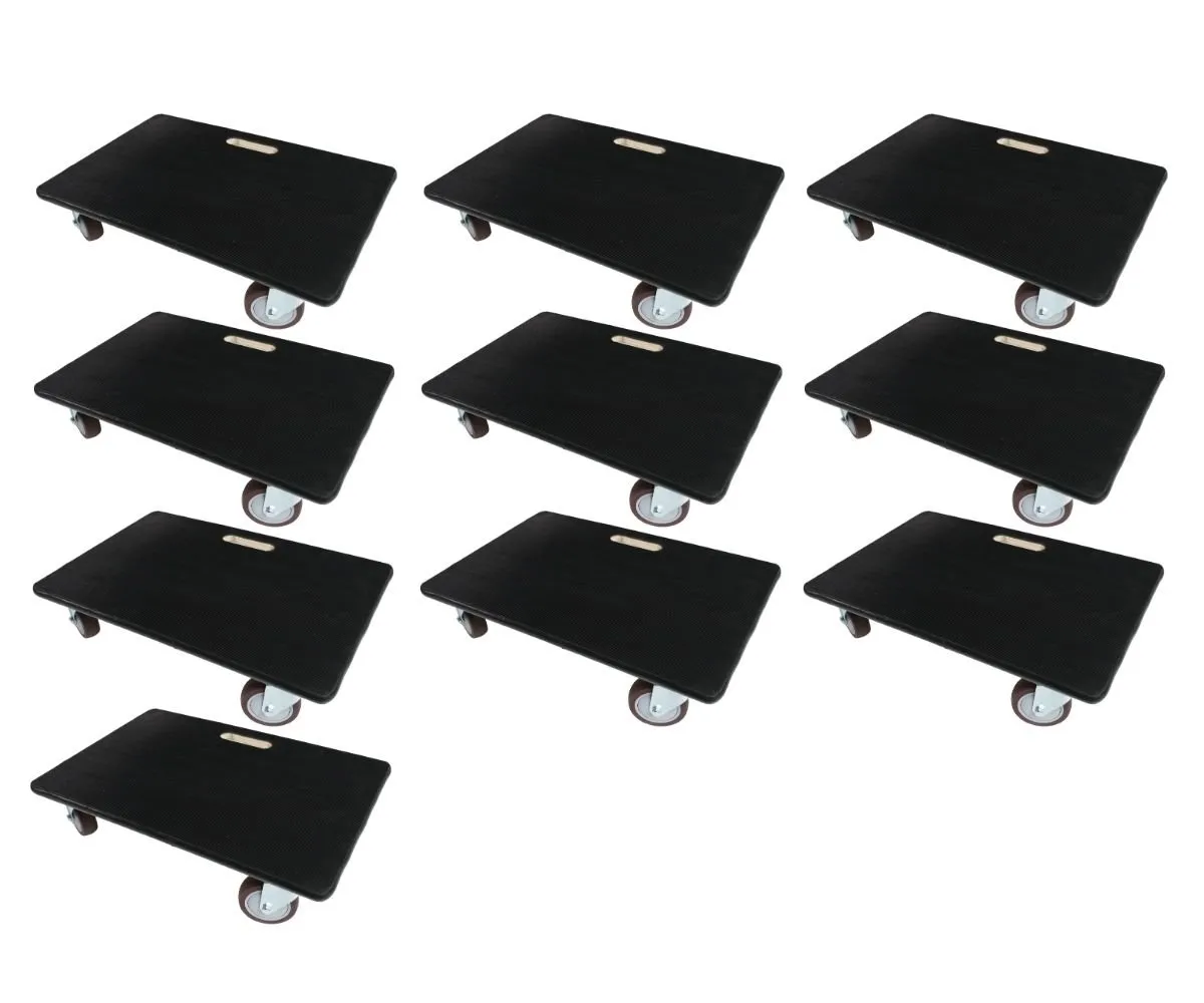 Mega Deal 10x Profi Transportroller mit 4 Rollen | HxBxT 15x40x60 cm | Traglast 500kg | Sperrholzplatte mit Gummibelag | Schwarz