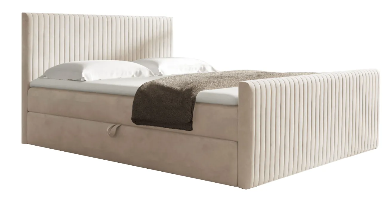 Boxspringbett POLARIS 180x200 (Bonell-Matratze und Topper), mit zwei Bettkästen, kontinentales Bett
