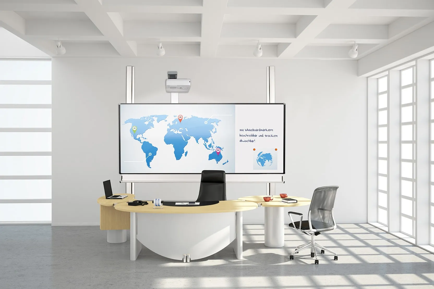 Höhenverstellbares XL-Pylonensystem für stiftbedienbare Projektoren