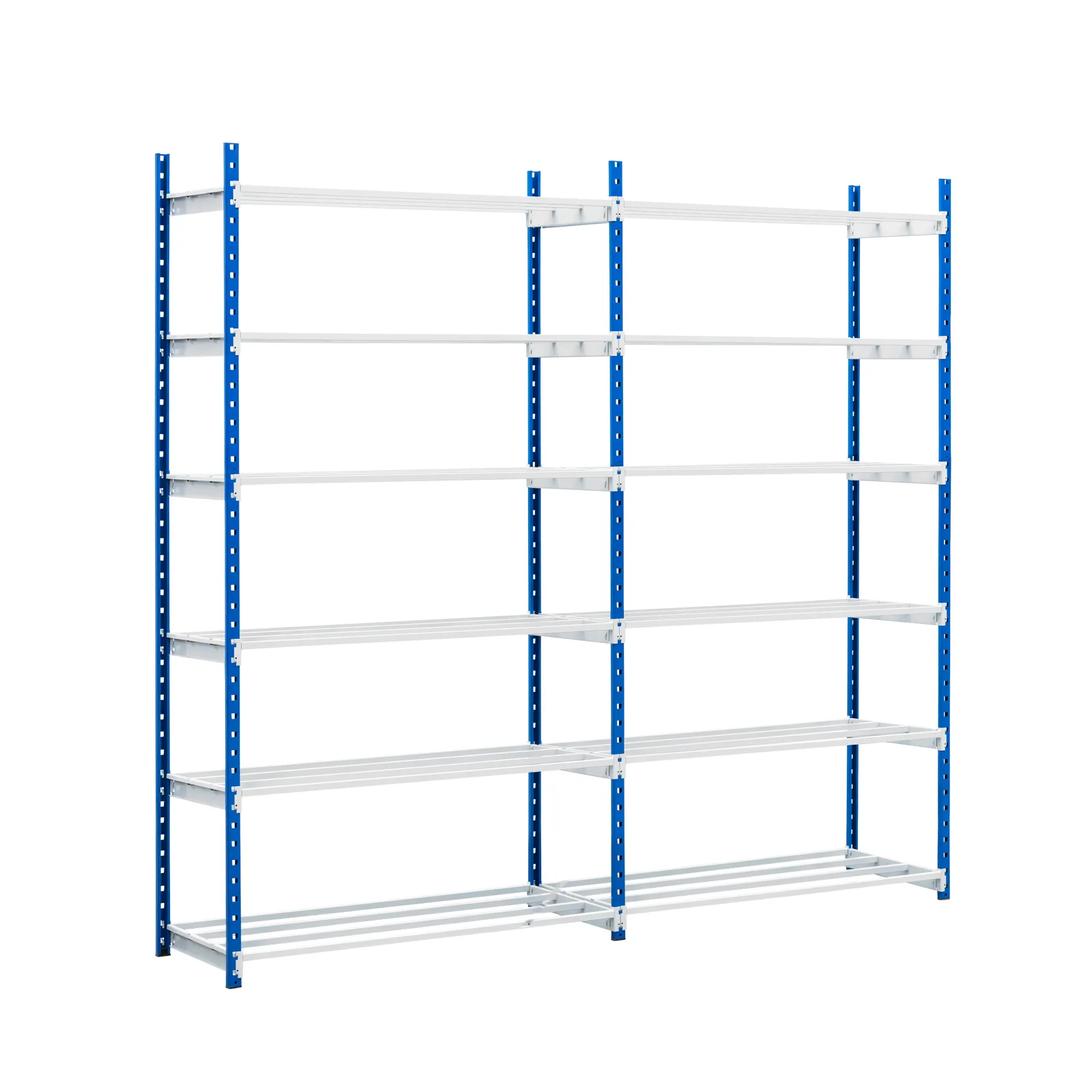 Fachbodenregal MAXIMUS | Grundregal | HxBxT 200x125x40cm | 7 Ebenen | offener Fachboden | Fachlast 114kg | Lichtblau/Lichtgrau