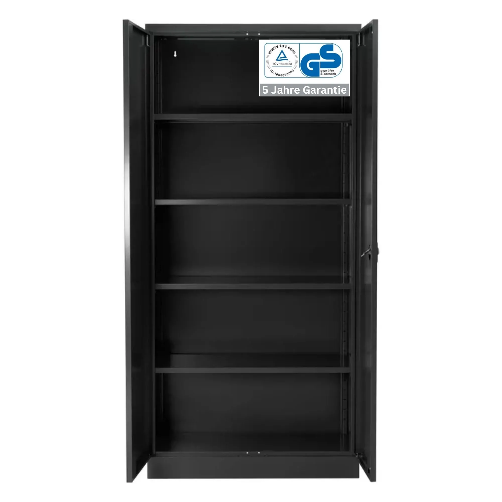 Stahlschrank BEE mit 4 lackierten Fachböden | HxBxT 195x92x42cm | Korpusfarbe Anthrazit, Frontfarbe Anthrazit | Werkstattschrank Werkzeugschrank Aktenschrank Universalschrank