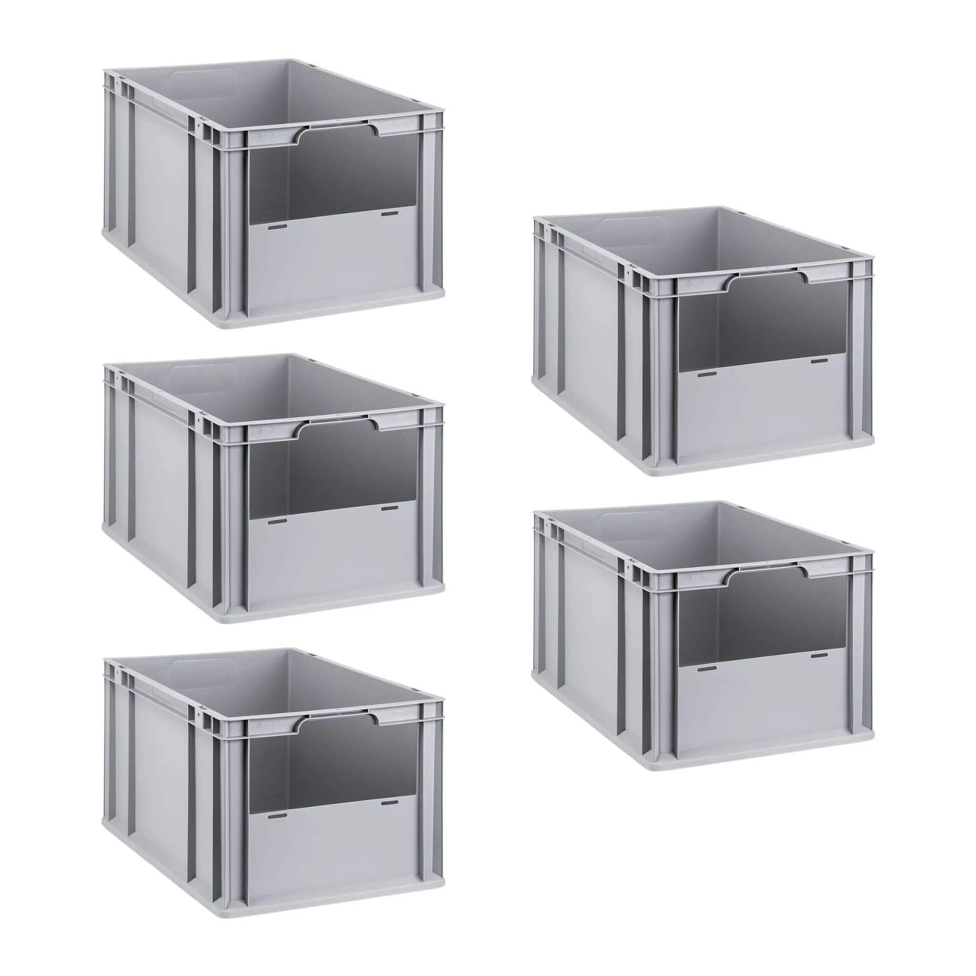 SparSet 5x Eurobox NextGen Insight | HxBxT 32x40x60cm | 65 Liter | Front offen | Eurobehälter, Transportbox, Transportbehälter, Stapelbehälter