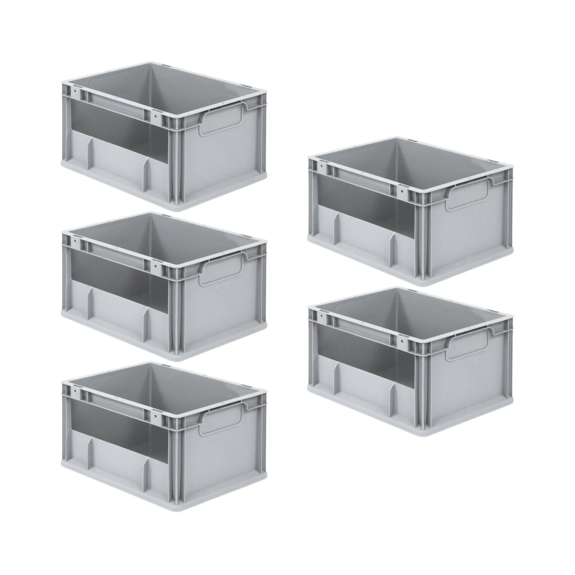 SparSet 5x Eurobox NextGen Insight | HxBxT 22x30x40cm | 20 Liter | Seite offen | Eurobehälter, Transportbox, Transportbehälter, Stapelbehälter