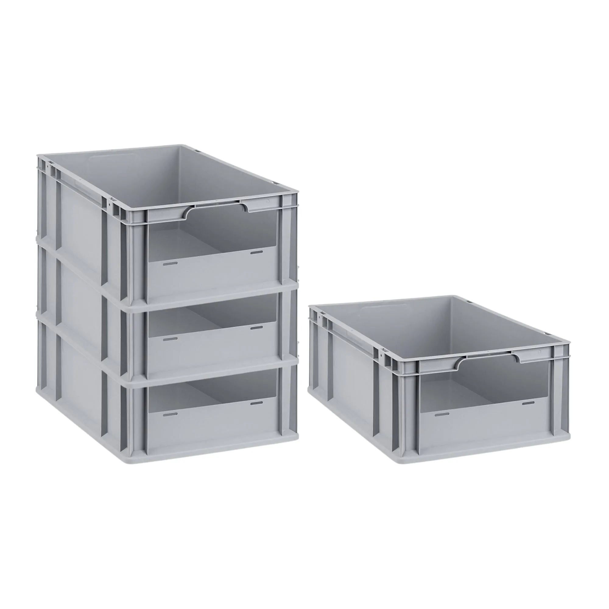 SuperSparSet 4x Eurobox NextGen Insight | HxBxT 22x40x60cm | 44 Liter | Front offen | Eurobehälter, Transportbox, Transportbehälter, Stapelbehälter