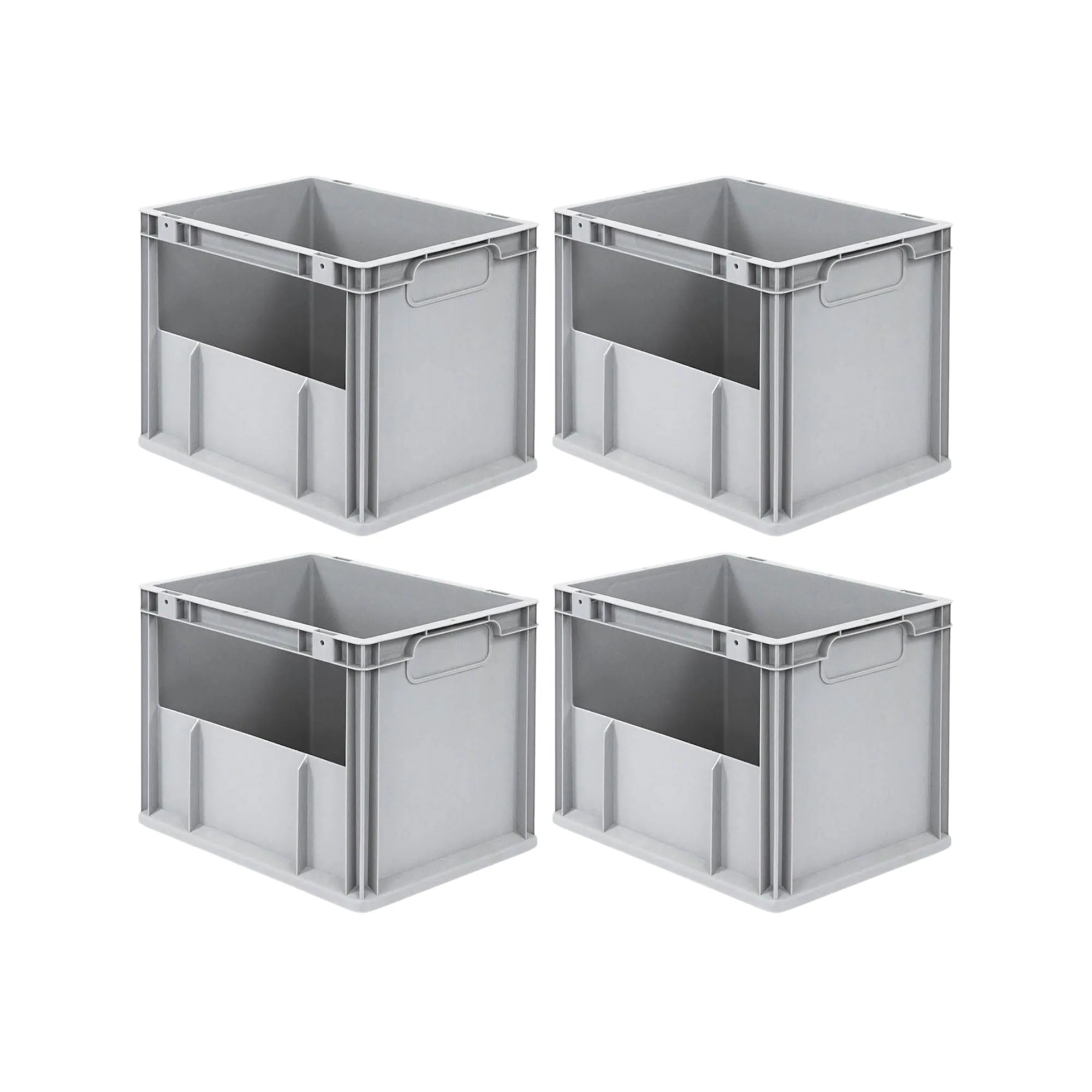 SuperSparSet 4x Eurobox NextGen Insight | HxBxT 32x30x40cm | 30 Liter | Seite offen | Eurobehälter, Transportbox, Transportbehälter, Stapelbehälter