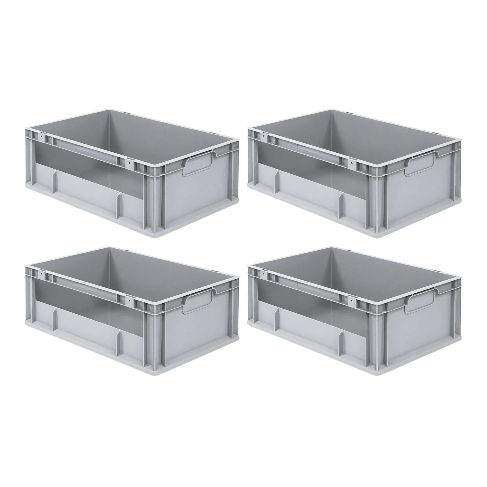 SuperSparSet 4x Eurobox NextGen Insight | HxBxT 22x40x60cm | 44 Liter | Seite offen | Eurobehälter, Transportbox, Transportbehälter, Stapelbehälter