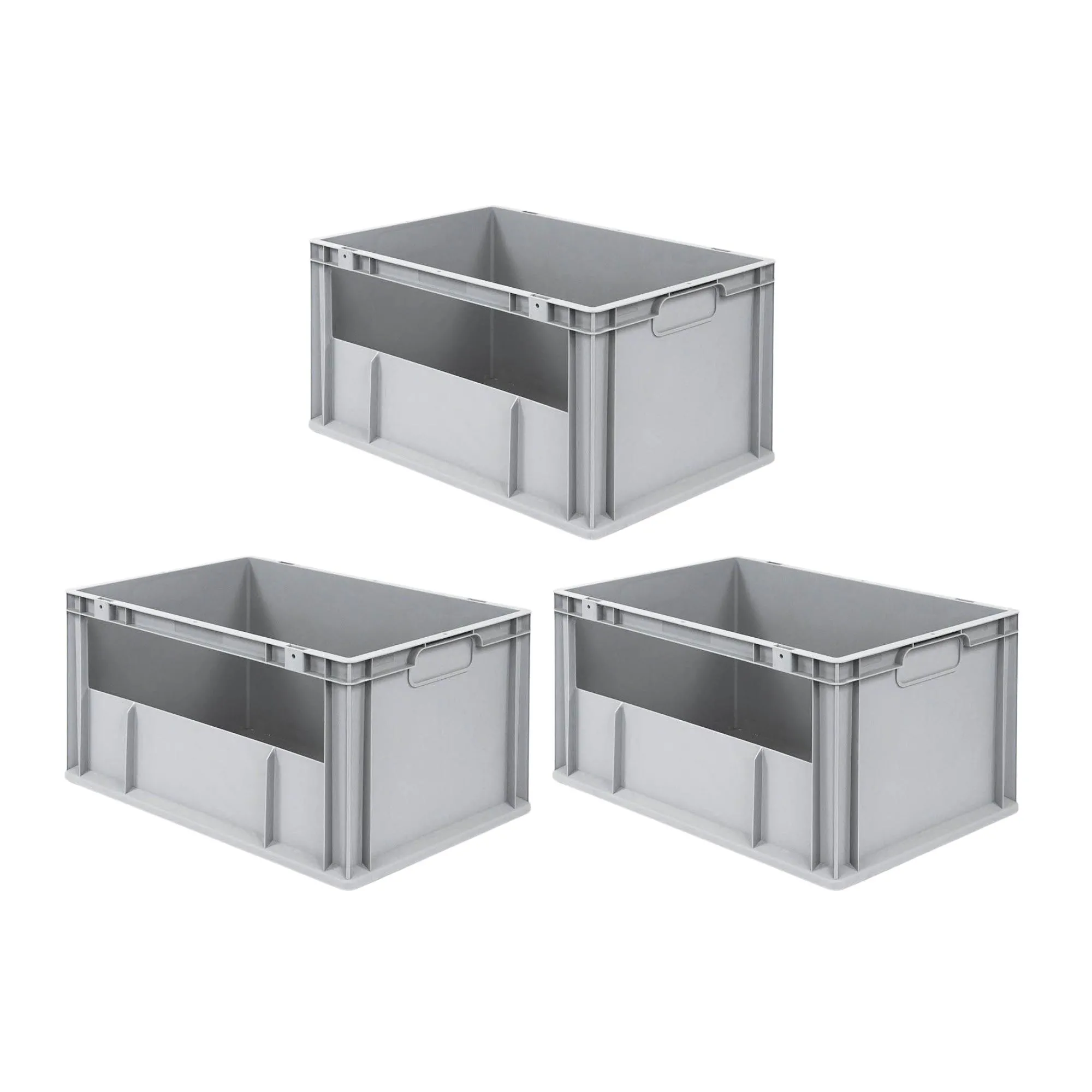 SuperSparSet 3x Eurobox NextGen Insight | HxBxT 32x40x60cm | 65 Liter | Seite offen | Eurobehälter, Transportbox, Transportbehälter, Stapelbehälter