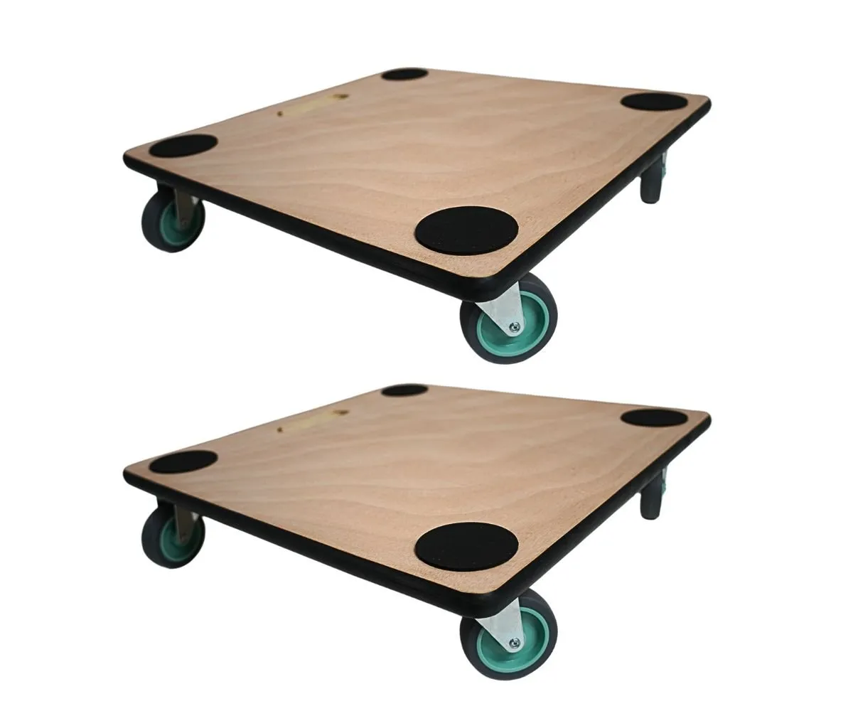 Profi Transportroller mit 4 Rollen | HxBxT 11,5x50x50 cm | Traglast 150kg | Sperrholzplatte | Braun | 2 Stück | Möbelroller Möbelhund