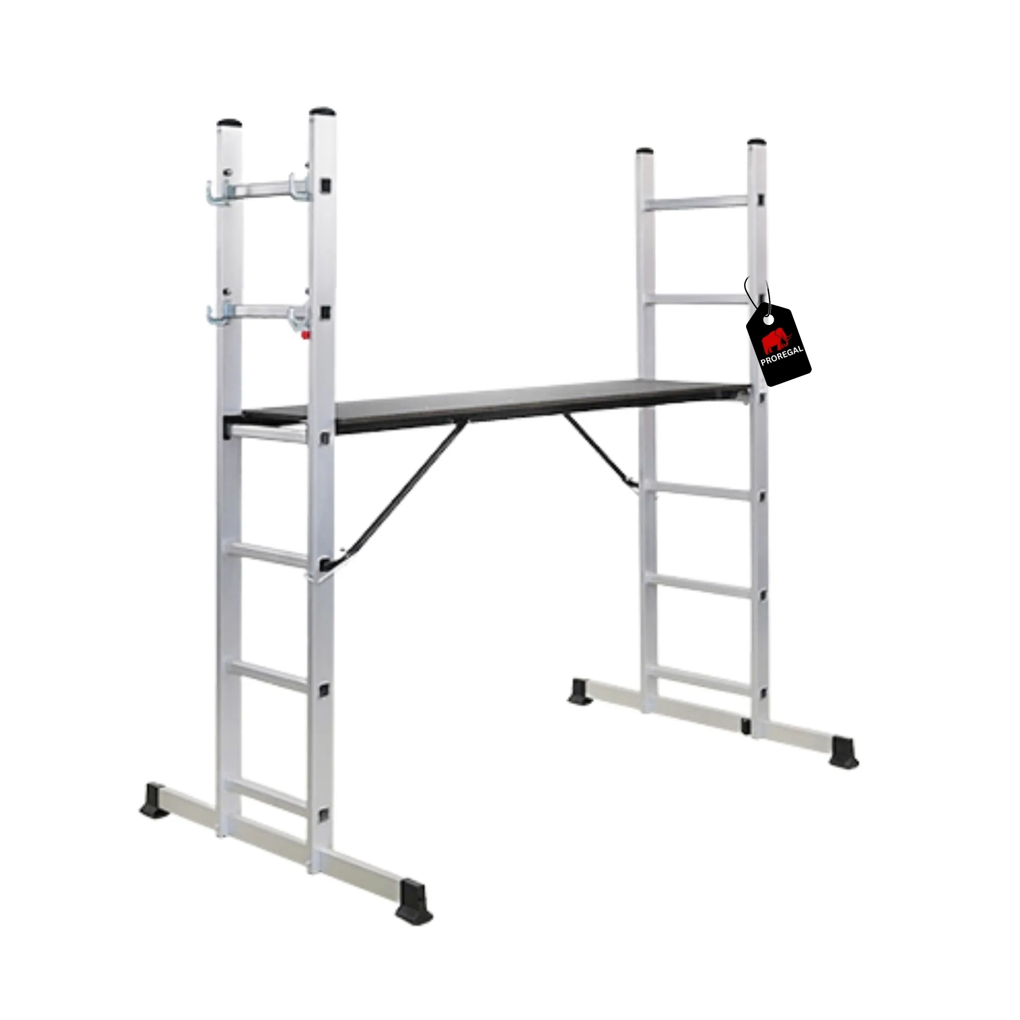 Arbeitsgerüst MULTISTEP geprüft nach EN 131-Standard | 3-in-1 Aluminiumleiter | 2x6 Sprossen | bis zu 2,7 m Höhe | Traglast 150kg | Arbeitsgerüst, Stehleiter & Anlegeleiter