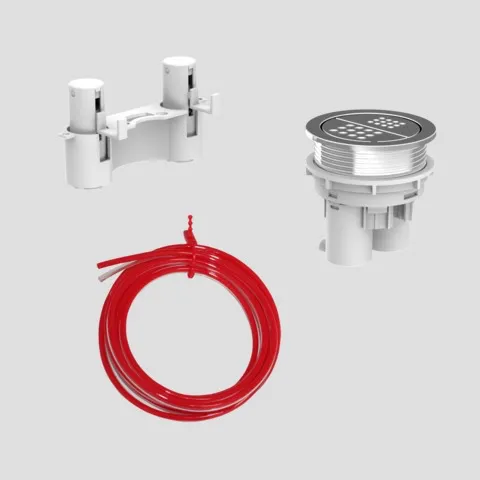 WC-Betätigung 2V pneumatisch, Möbellösung, rund, chrom