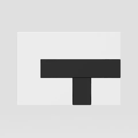 Betätigungsplatte „LOS“ in weiß alpin und schwarz