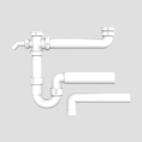 Ablaufverbindung G1 1/2 × 50 × max. 295, exzentrisch, Rohrgeruchsverschluss
