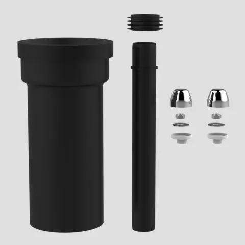 WC-Anschlussgarnitur DN 100, 300 mm, verlängert, Abdeckung chrom