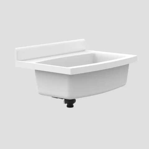 Ausgussbecken mit verdecktem Überlauf „maxi“ 50 × 24,4 × 17,1 cm in Weiß Alpin