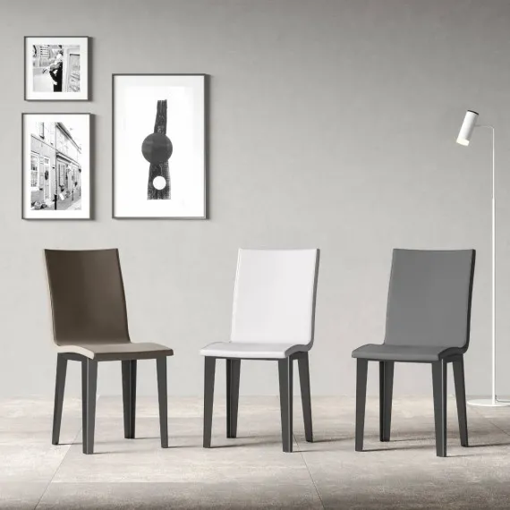 Stuhl aus Kunstleder mit Holzbeinen Armida Soft