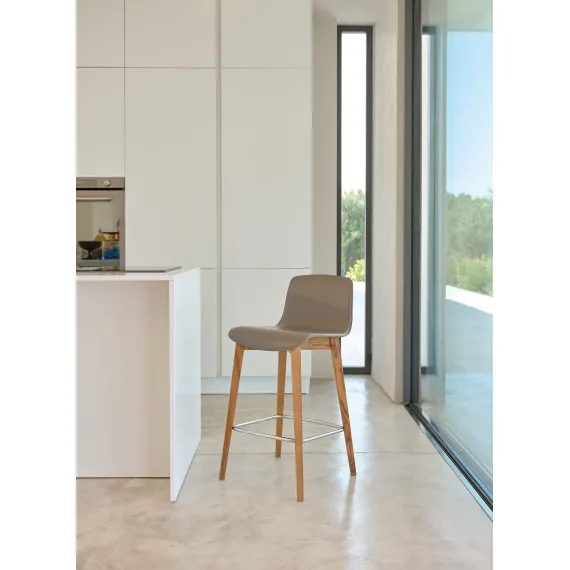 Hocker Martin Holz und Leder niedrig Friulsedie