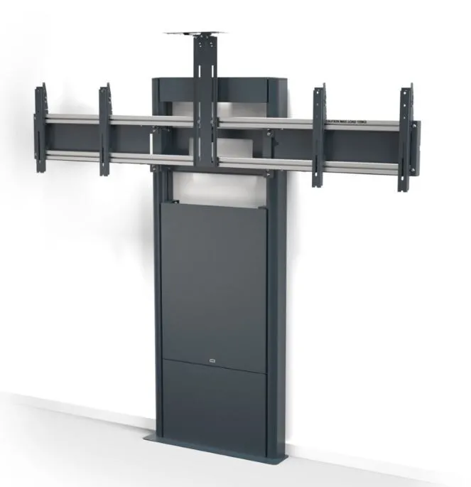SMS New Presence Wall/Floor VC -motorisch höhenverstellbare Boden-Wandhalterung mit Kamerahalterung - max 2x65” | max.VESA 600x400 | Traglast 120kg | darkgrey