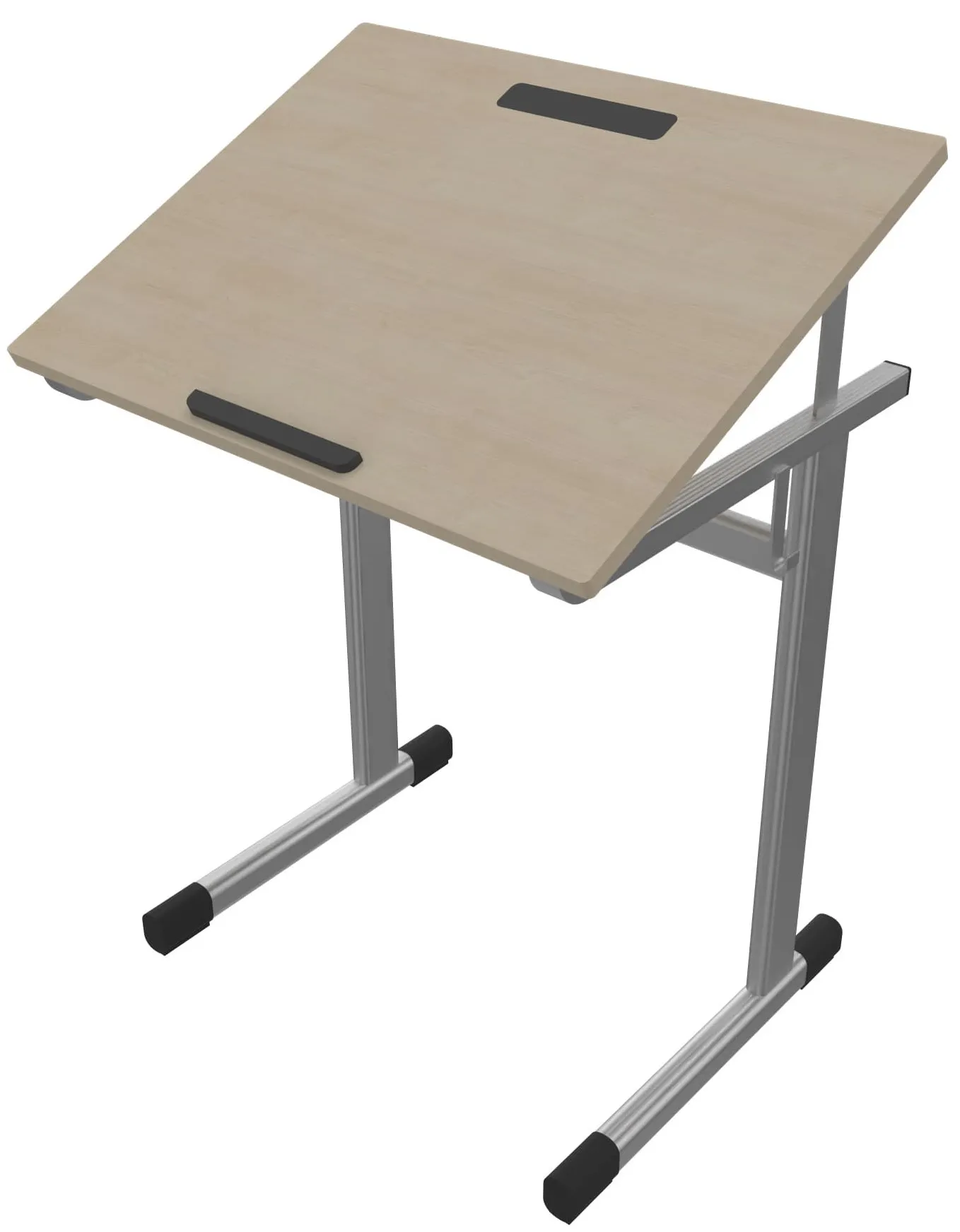 Schrägstellbarer Einer-Schülertisch mit Melaminplatte und PU-Kante