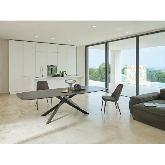 Tisch Boston fest mit rechteckiger, geformter oder geschälter Platte von Friulsedie.