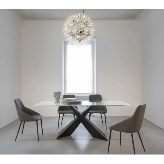 Fester Tisch mit Glasplatte Osaka