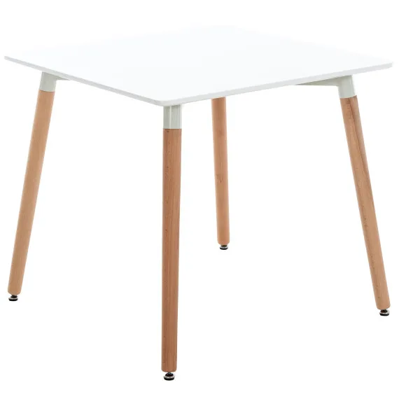 Esstisch Bar 80x80 Viborg aus naturbelassenem Holz und weißer Tischplatte