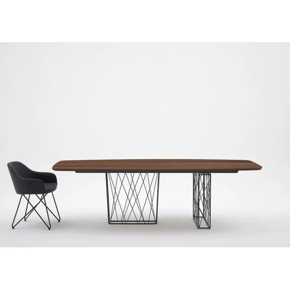 Rechteckiger fester Tisch Mikado mit geformter oder rissiger Oberfläche von Friulsedie.