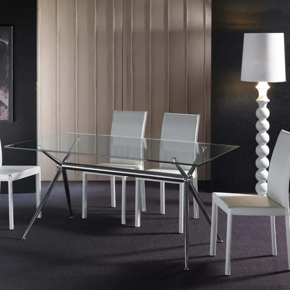 Fester Tisch/Schreibtisch mit Glasplatte Atene