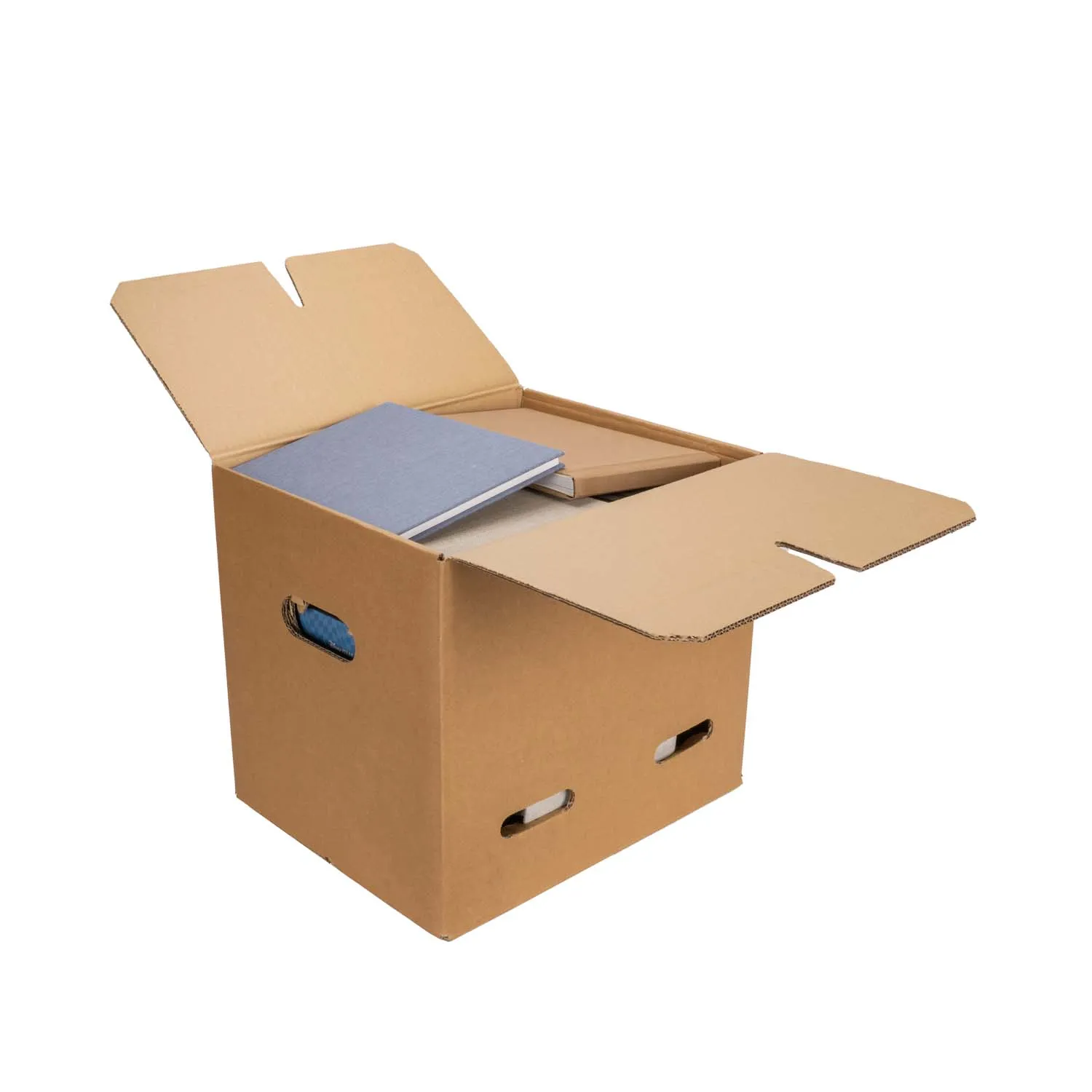 Zweiwelliger Umzugskarton für Bücher | LxBxH 400 x 320 x 330 mm | Belastbar bis 30 kg | Braun