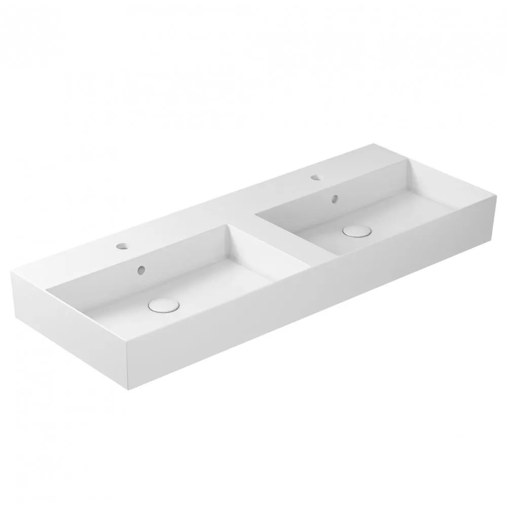 GALASSIA MEG11 PRO DOPPELWASCHTISCH AUFSATZ- ODER WANDHÄNGEND WEISS 121X46