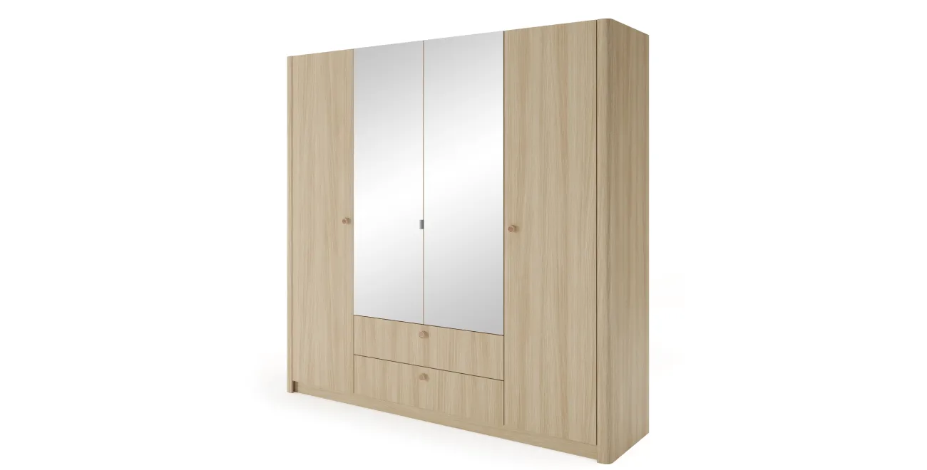 Kleiderschrank mit Spiegel VIKI Barista oak