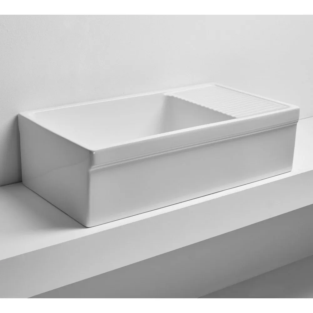 SIMAS KITCHEN UMKEHRSPÜLE 90 CM MIT SEITENABLAGE WEISS