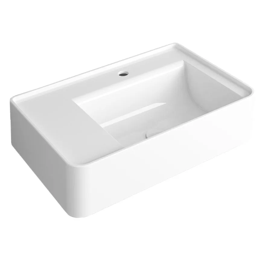 SIMAS RATIO WASCHBECKEN EINLOCH AUFSATZ ODER WANDHÄNGEND WEISS 65X46CM