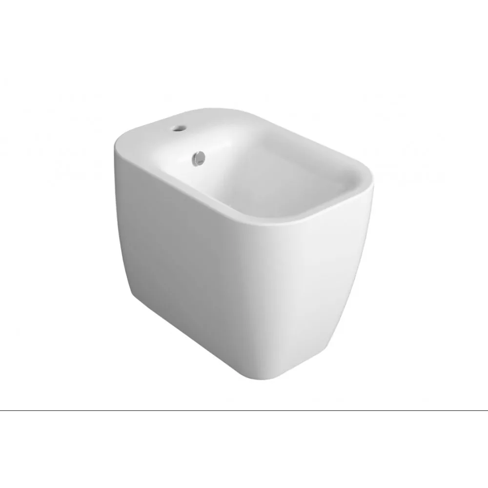 SIMAS HENGES BIDET WEISS GLÄNZEND EINLOCH KOMPLETT MIT BEFESTIGUNGSSET