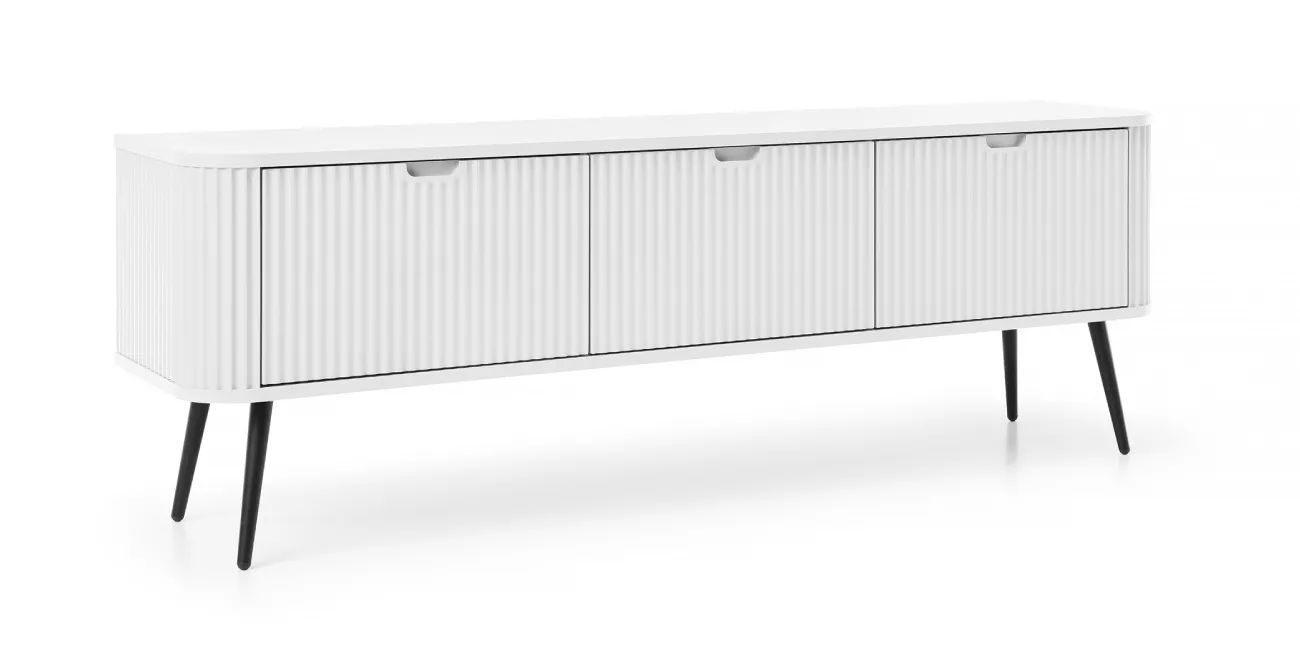 TV-Schrank Zova RTV-168  Weiß, geriffelt, abgerundet