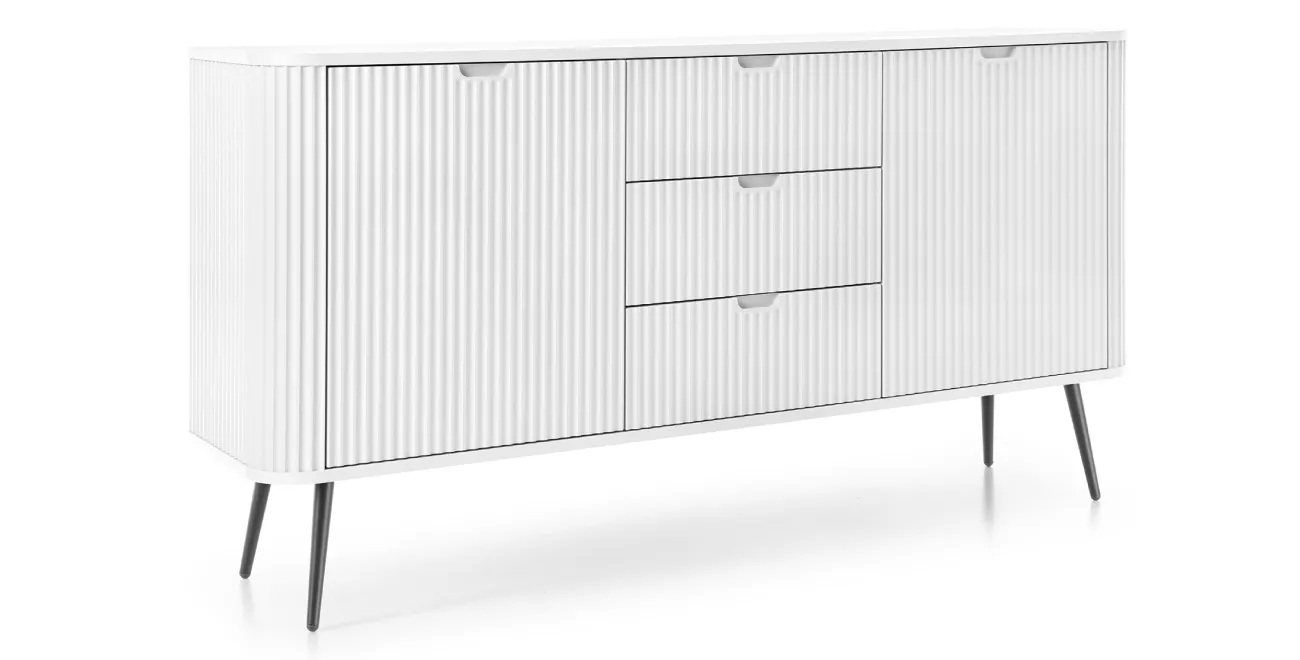 Kommode Zova KSZ-168 Weiß zweitürige Kommode, kanneliert, abgerundet