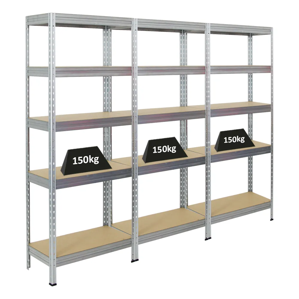 Mega Deal | 3x Schwerlastregal Rivet | HxBxT 180x75x35 cm | Fachlast 150kg | Verzinkt