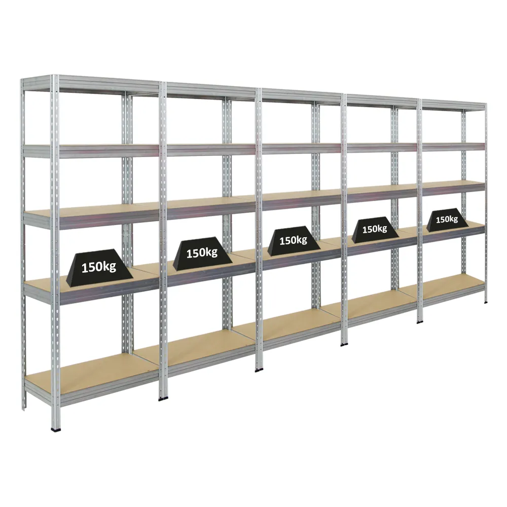 Mega Deal | 5x Schwerlastregal Rivet | HxBxT 180x75x35 cm | Fachlast 150kg | Verzinkt