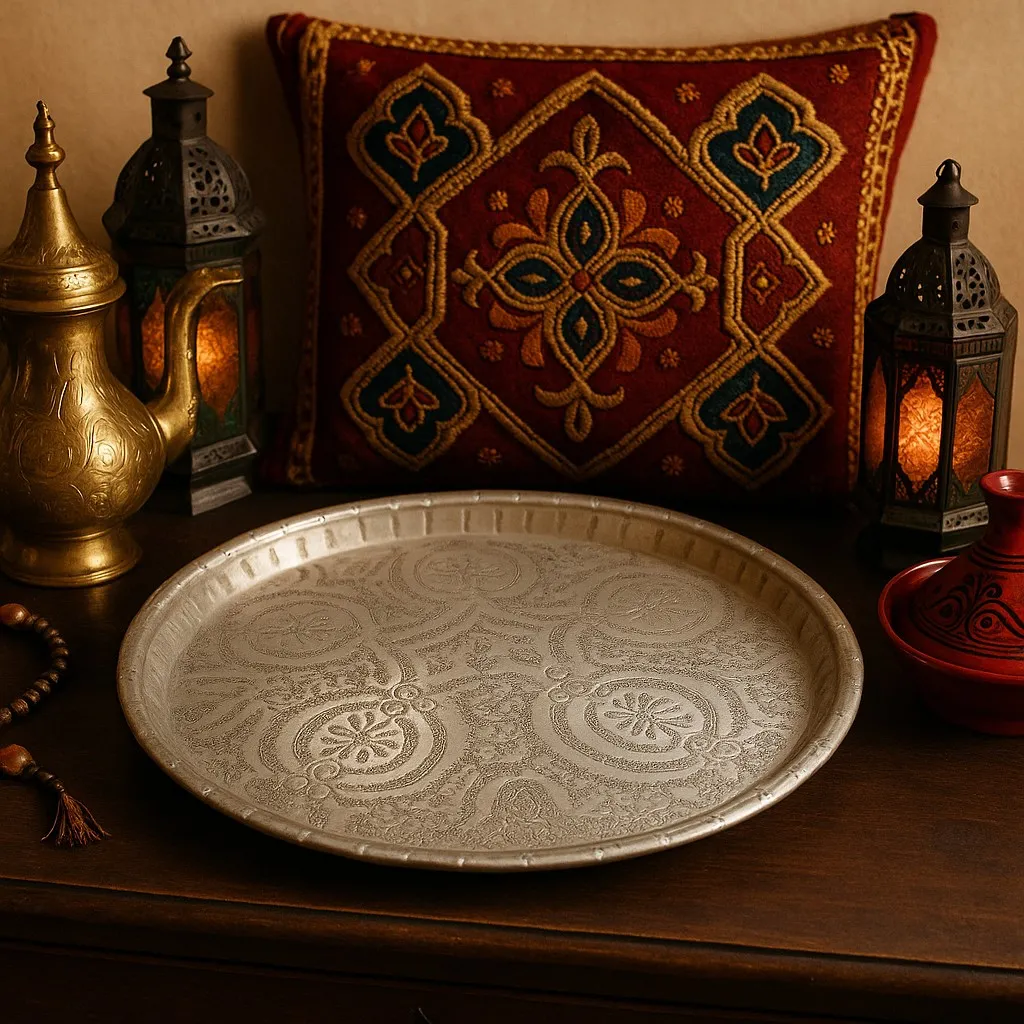 Altes Tablett, silber, Ø 42 - 52 cm, H 3 cm