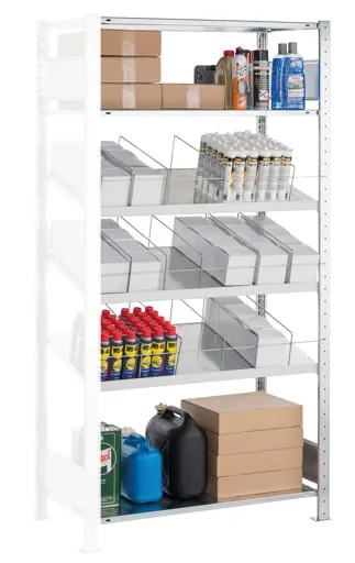 Schulte Kombibodenregal MULTIplus150 | Anbauregal | HxBxT 200x100x50cm | 3+3 Fachböden | Traglast 150kg | Verzinkt