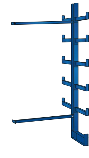 Schulte Kragarmregal-Set K 1000 einseitig | Anbauregal | HxBxT 200x125x2x500cm | Tragkraft je Arm 200kg | Enzianblau