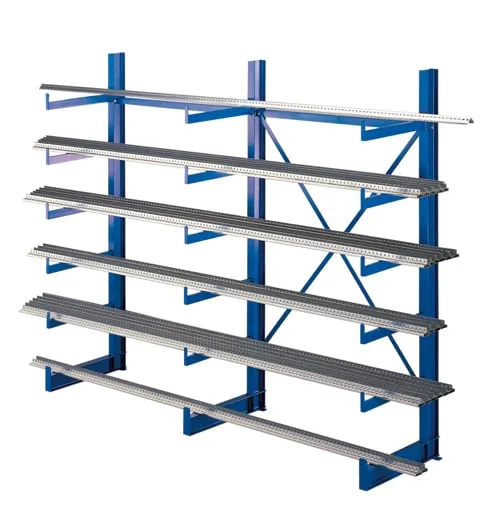 Schulte Kragarmregal-Set K 1000 einseitig | Grundregal | HxBxT 200x250x2x500cm | Tragkraft je Arm 200kg | Enzianblau